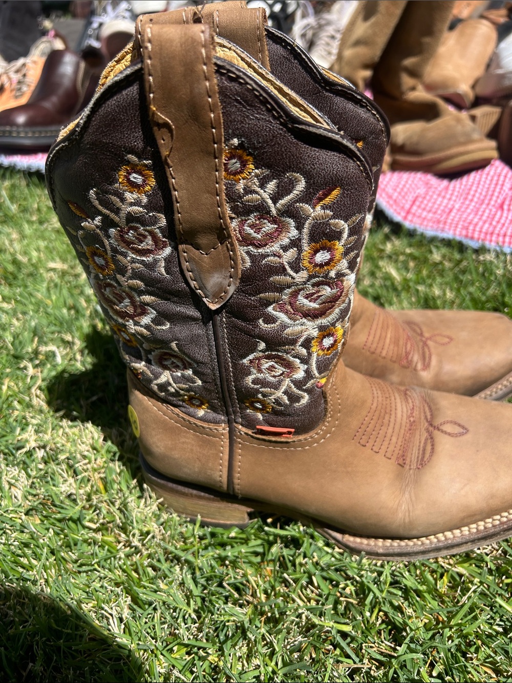 Kids Brown Embroidered Western Boots